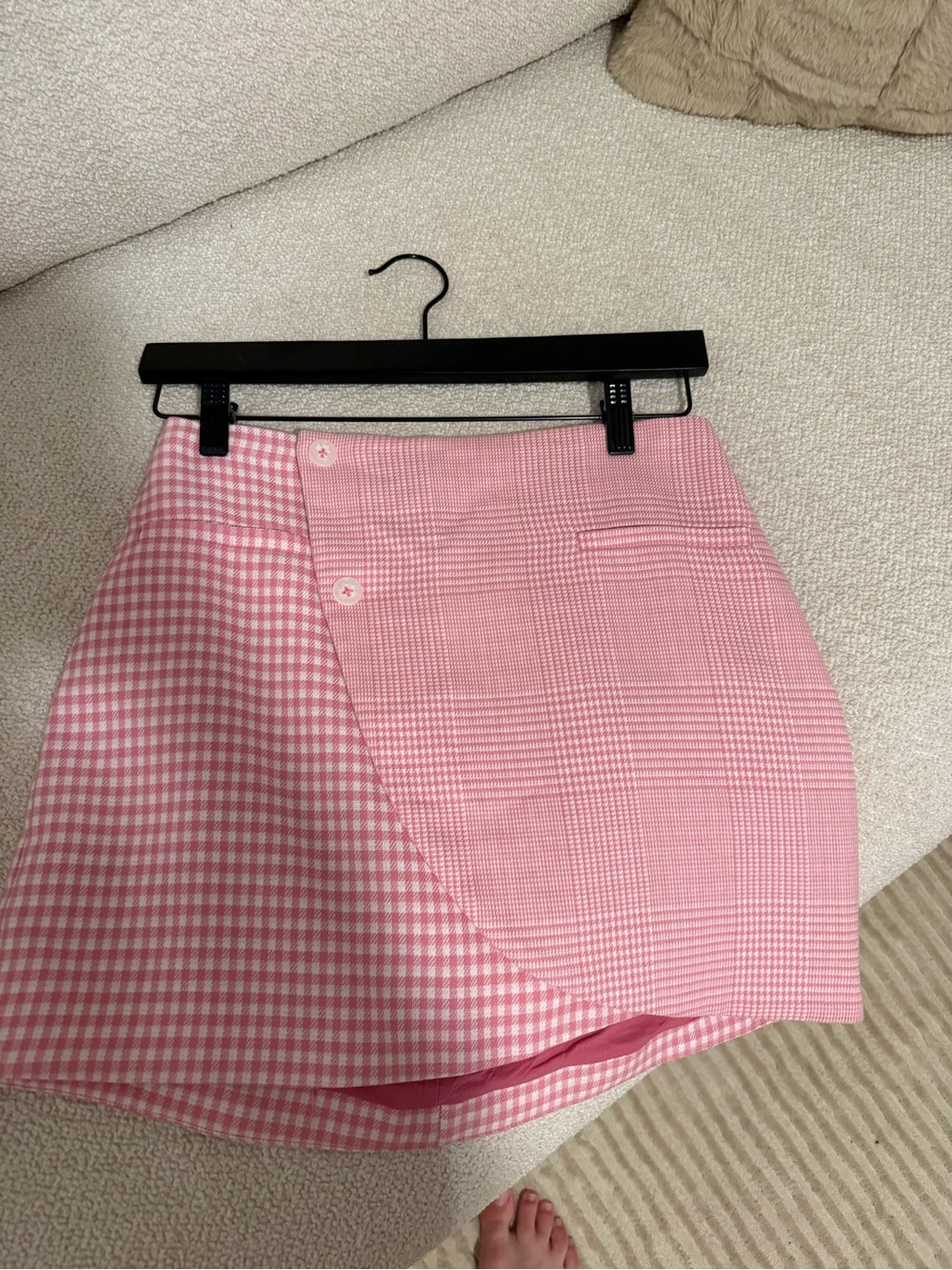 MAJORELLE Pink Mixed Plaid Wrap Skort Size Small